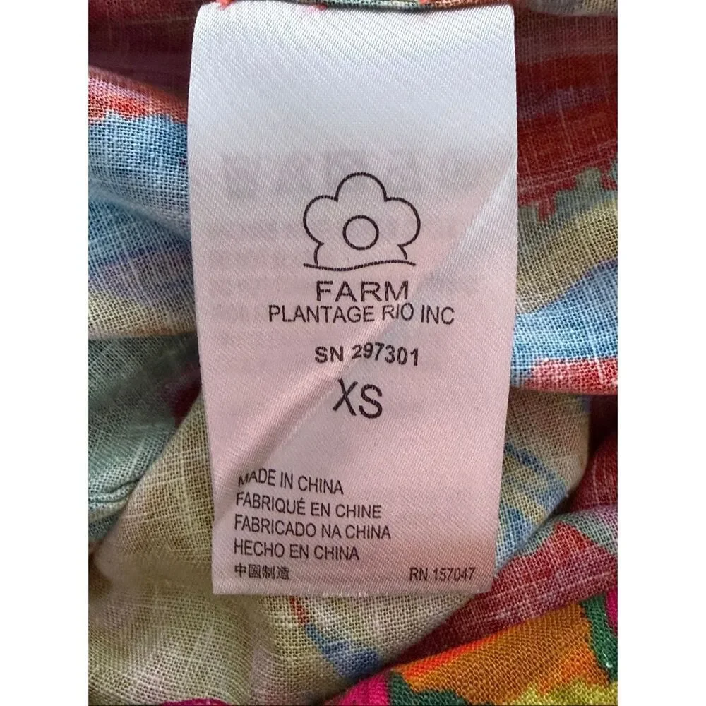 Farm Rio Urban Jungle Linen Midi Skirt Size XS - Picture 12 of 13